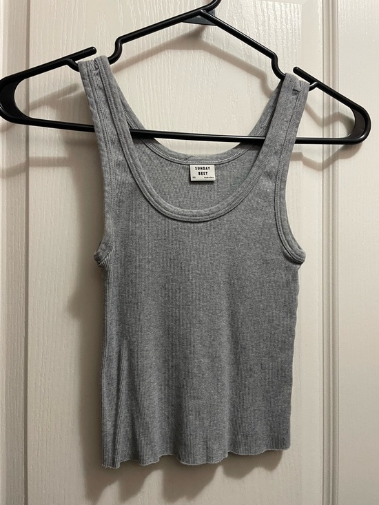 Sunday Best Tops - Sunday Best Light Gray Ribbed Tank Top